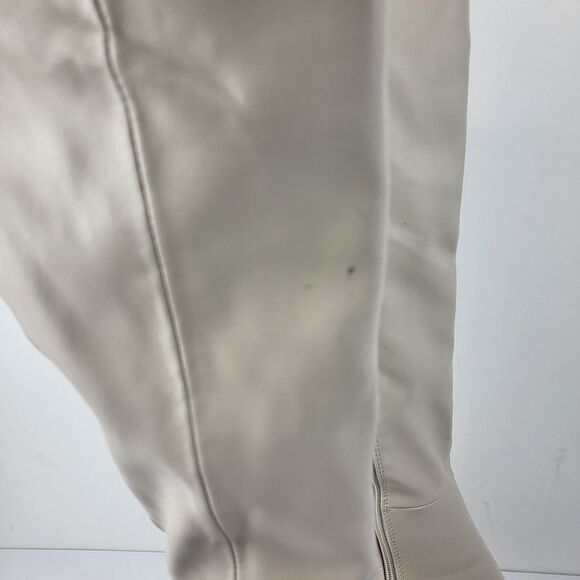 Steve Madden Lizah Boot Off White Faux Leather Knee High Block 10M - Picture 11 of 16